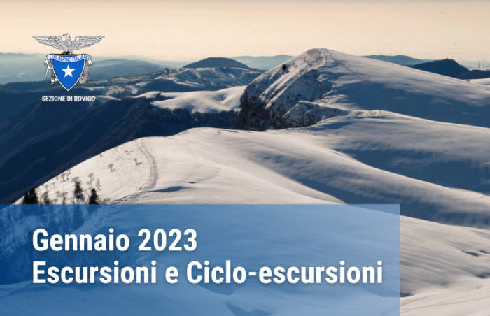 Copertina delle escursioni e cicloescursioni di gennaio 2023 del CAI Rovigo